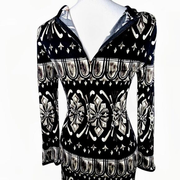 Tory Burch 100% Silk Rossella Black and White Baroque Print Dress size small - Picture 4 of 16